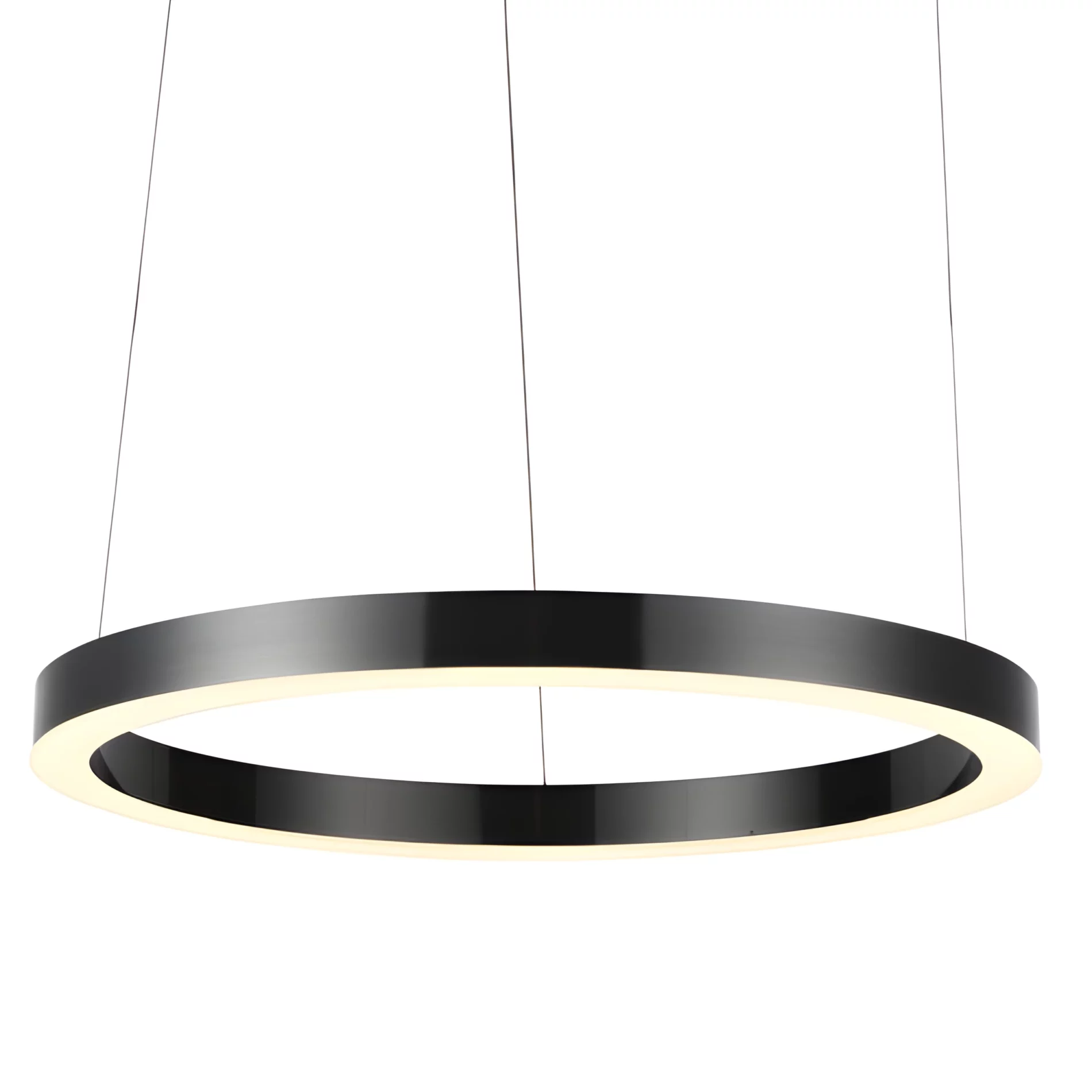 Czarna, wisząca lampa LED Circle o średnicy 80 cm