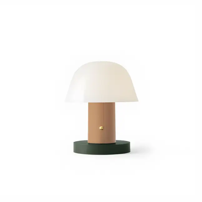 Beżowo-zielona przenośna lampa stołowa Setago JH27