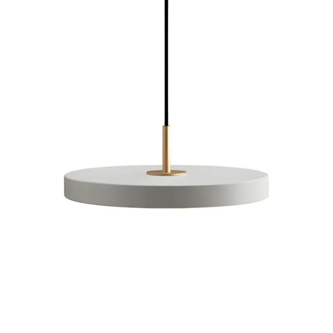 Wisząca lampa Asteria Mini z płaskim kloszem w szarym kolorze i wbudowanym oświetleniem LED
