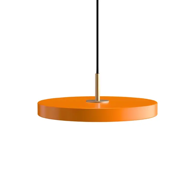 Pomarańczowa lampa wisząca Asteria Mini z płaskim kloszem i wbudowanym oświetleniem LED
