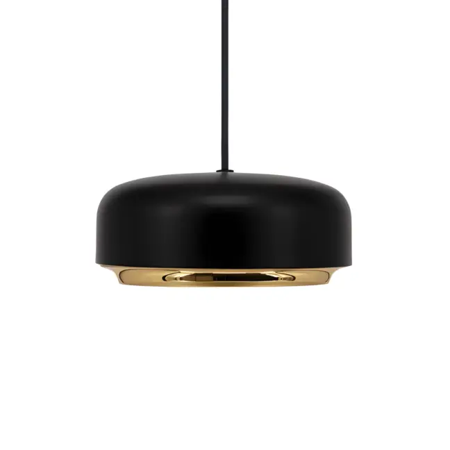 Czarna wisząca lampa Hazel Mini LED z ozdobnym złotym pierścieniem