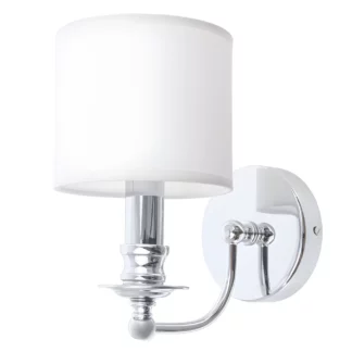 Srebrny kinkiet Abu Dhabi z białym abażurem