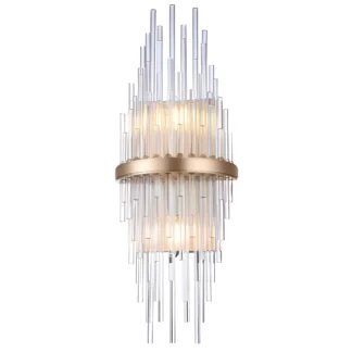 Elegancki kinkiet Reykjavik z szklanym kloszem i złotymi detalami