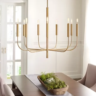 Żyrandol Brianna nad szklany stół w salonie