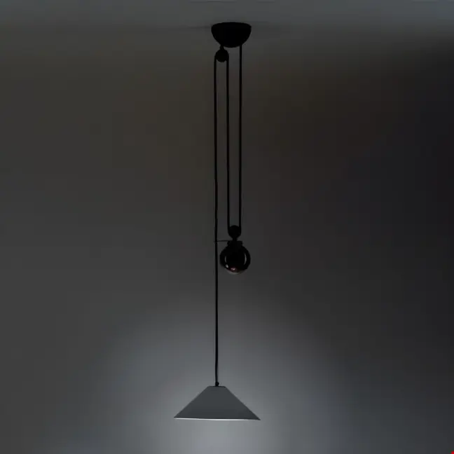 Szara, duża lampa wisząca Aggregato Saliscendi Cone