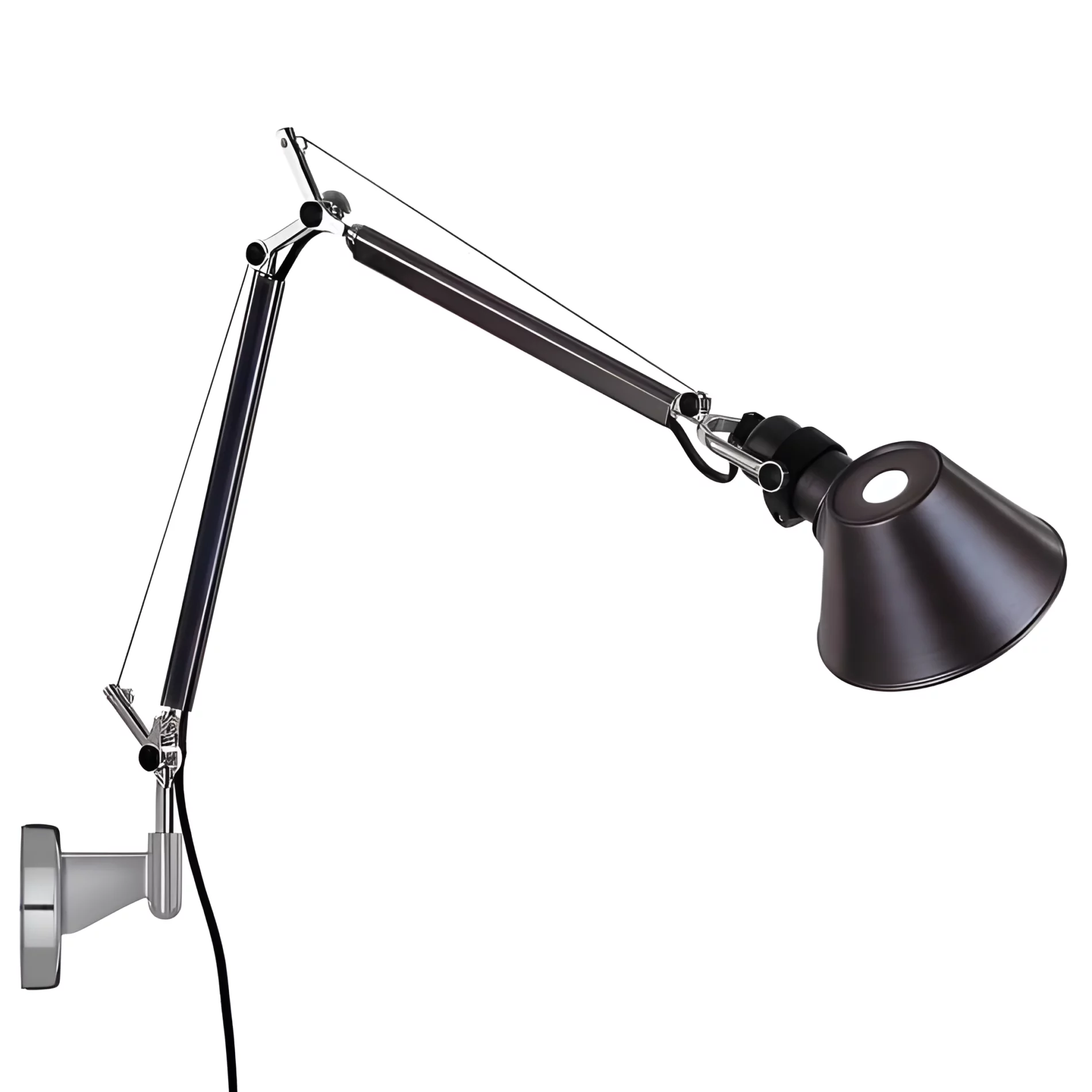 Czarny kinkiet Tolomeo Micro Parete na wysięgniku