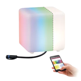 Biała lampa ogrodowa Cube - IP65, 24V, SmartHome, Zigbee, Plug&Shine