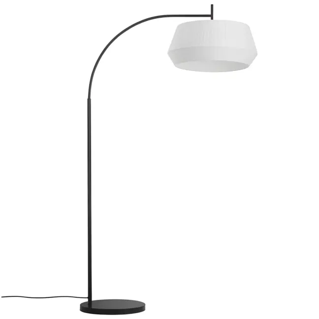 Biała lampa podłogowa Dicte - nad kanapę, nad stolik kawowy