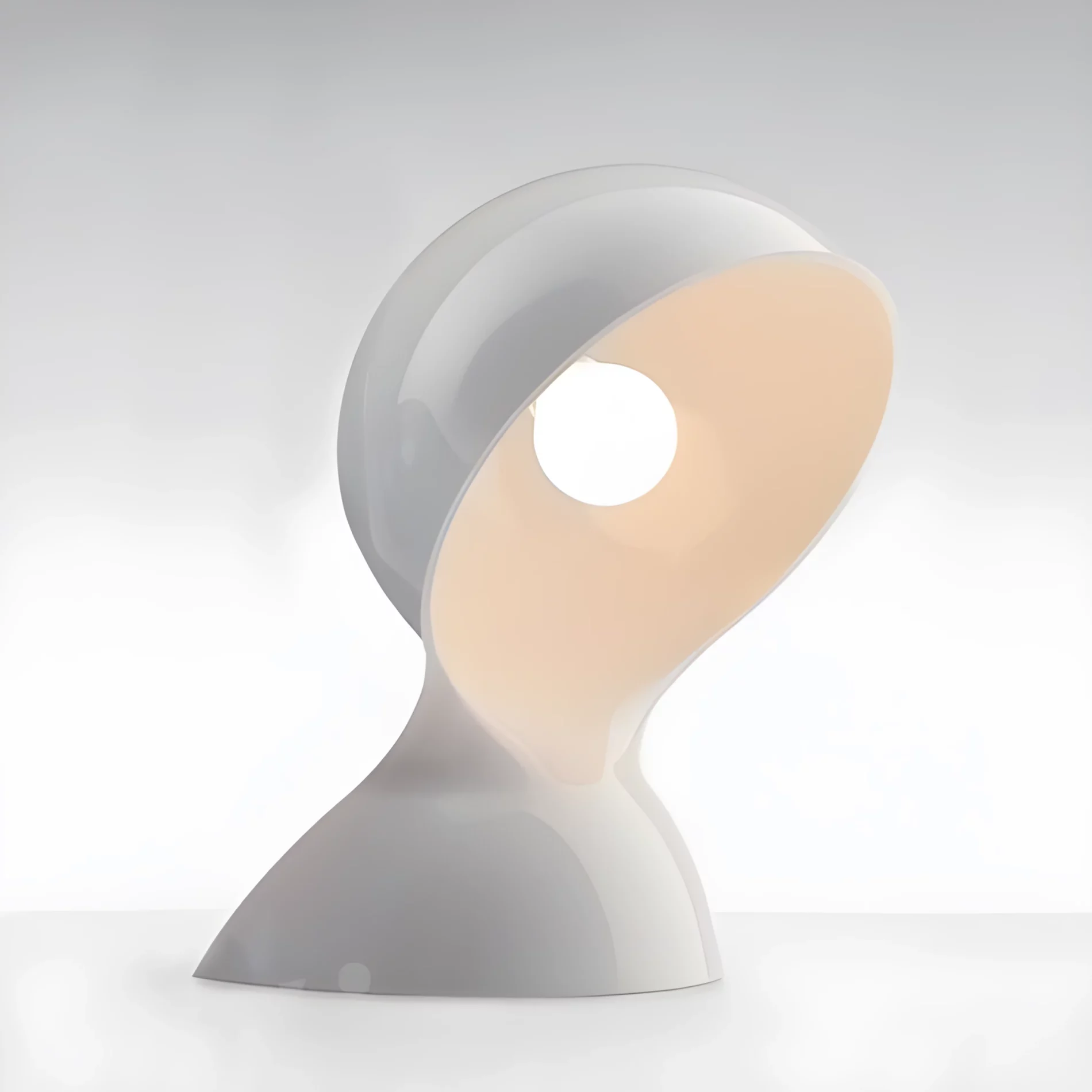 Futurystycznie zaprojektowana biała lampa stołowa Dalu Tavolo