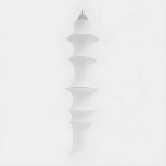 Nowoczesna wisząca lampa Falkland z białej tkaniny o długości 165 cm