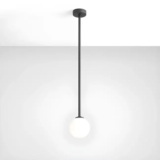 Czarna lampa wisząca Pinne L z szklanym kloszem