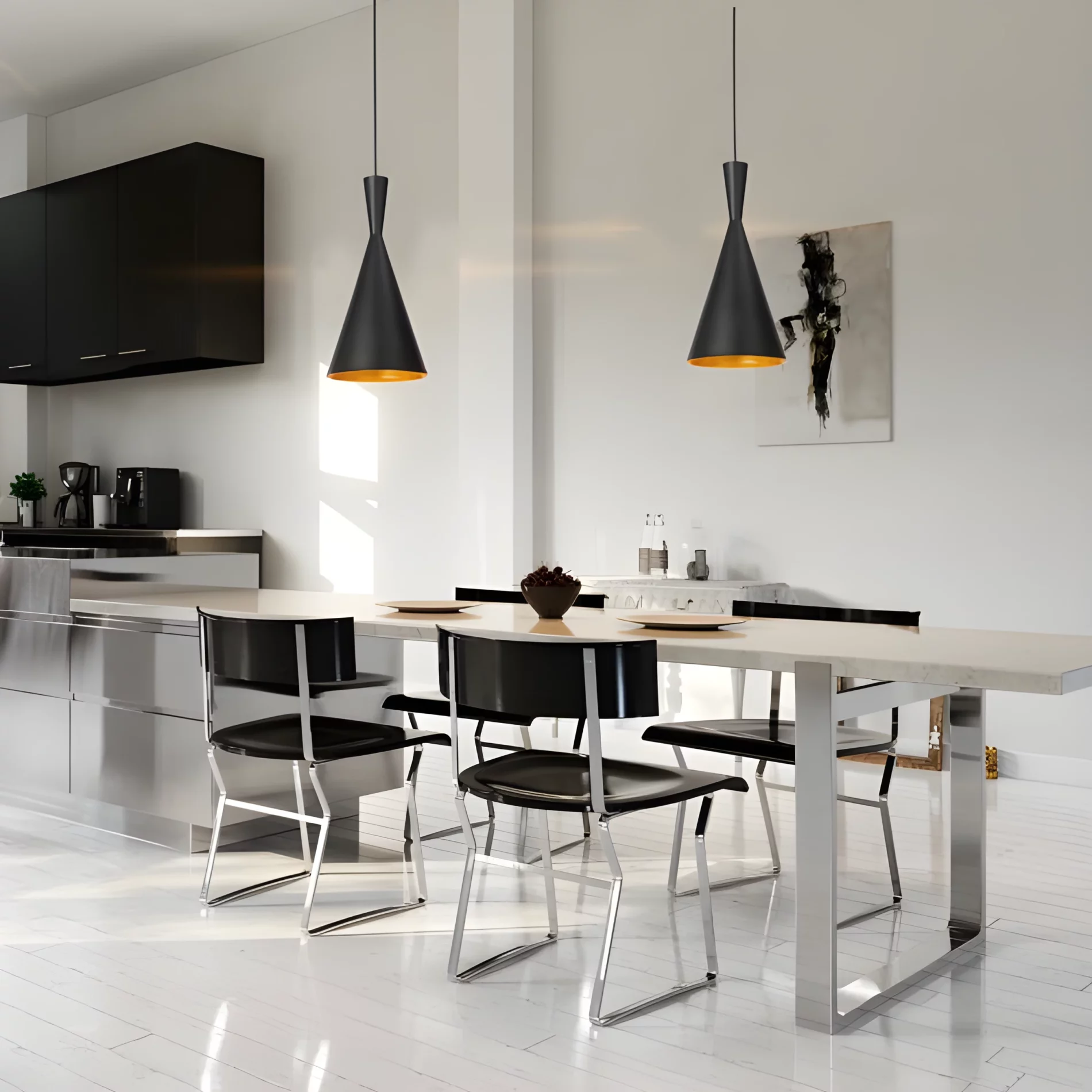 Czarna lampa wisząca nad stół do jadalni Garda
