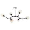 Stylowa czarna lampa Modern Orchid z sześcioma żarówkami i szklanymi kloszami