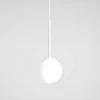 Mała wisząca lampa Bosso XS z białą oprawą i szklanym kloszem
