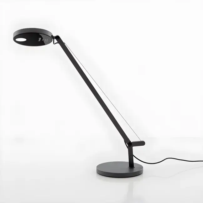 Szara lampka biurkowa Demetra Micro Tavolo z wbudowanym oświetleniem LED