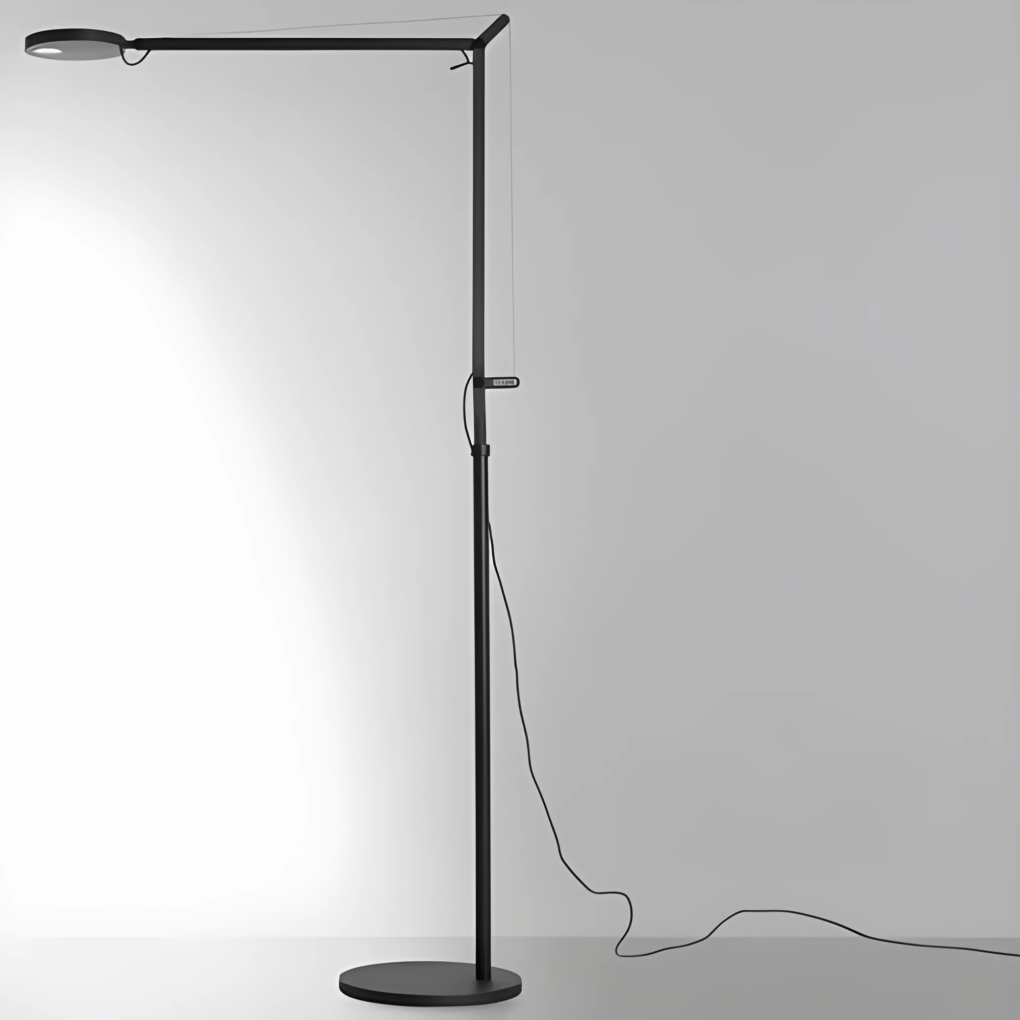 Regulowana szara lampa podłogowa Demetra ze ściemniaczem