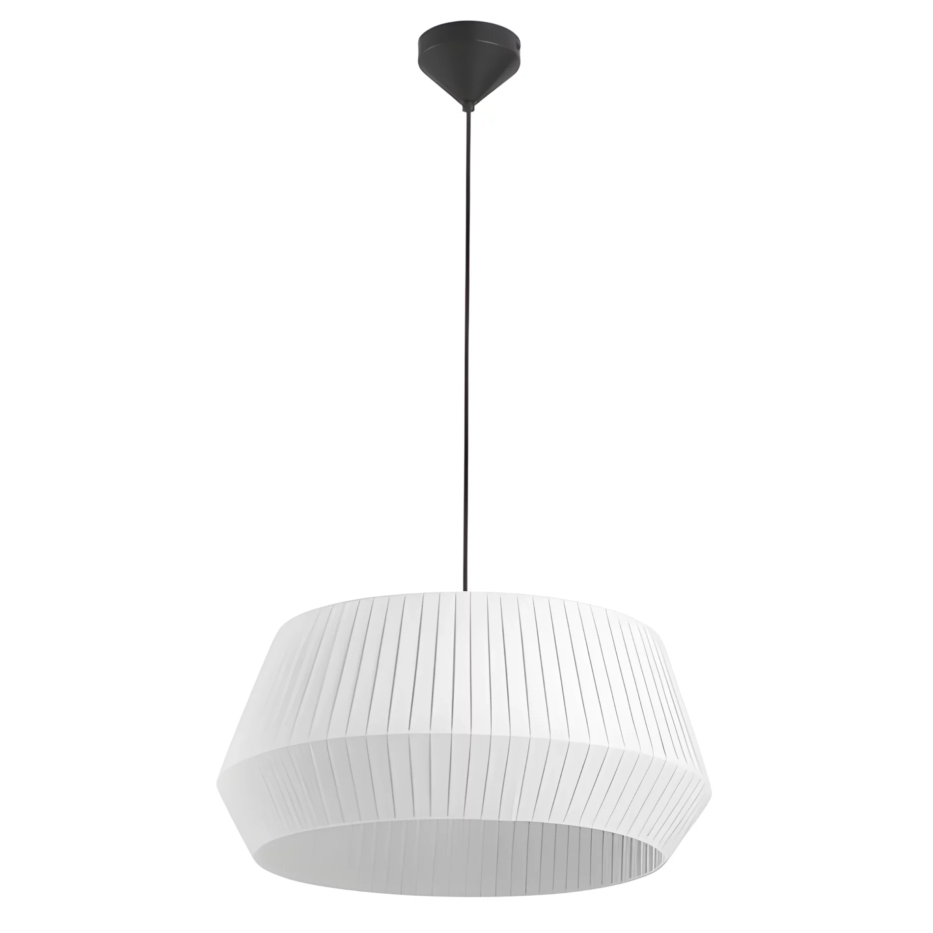 Duża lampa wisząca Dicte 53 - biała, plisowany, bawełniany abażur