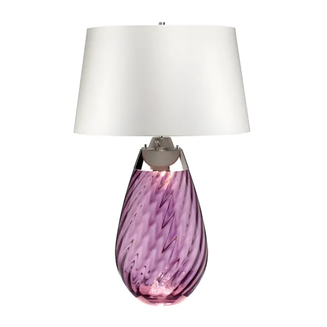 Duża stołowa lampa Lena z fioletową podstawą i białym abażurem Dual-Lit