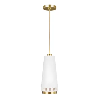 Złota wisząca lampa Carter A z białym kloszem