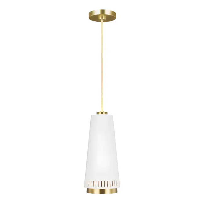 Złota wisząca lampa Carter A z białym kloszem