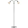 Srebrna lampa podłogowa Ray od Nordlux z dwoma regulowanymi kloszami