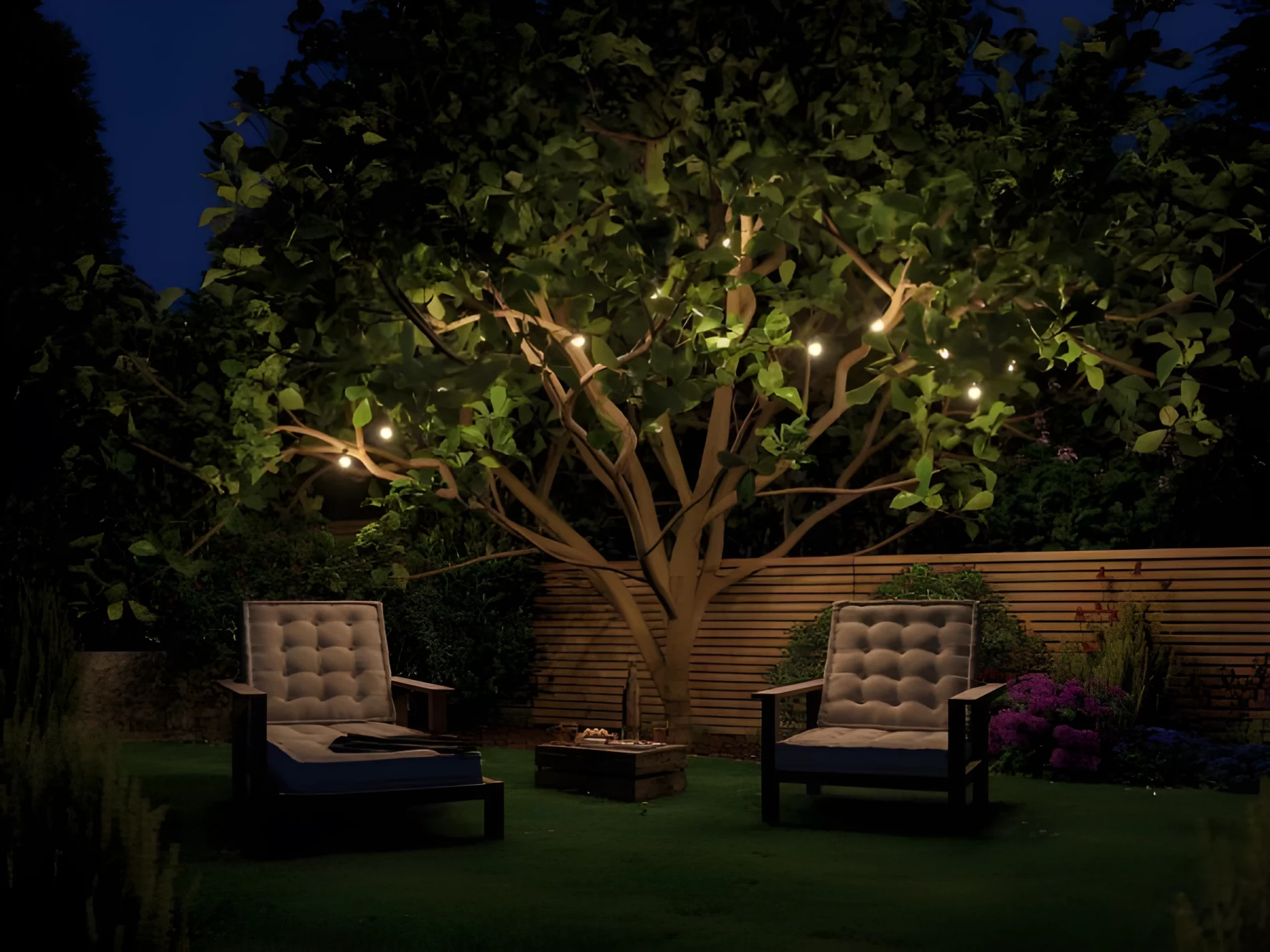 Girlanda ogrodowa Plug&Shine jako ozdoba tarasu