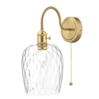 Złoty kinkiet Hadano z ozdobnym szklanym kloszem