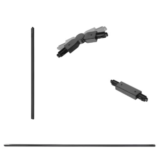 Kompletny czarny zestaw szynowy Link o długości 1.8+1 m z centralnym zasilaniem