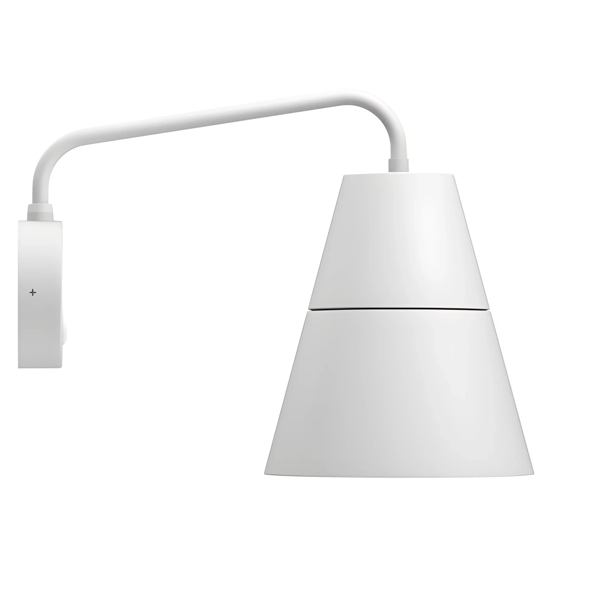 Nowoczesny biały kinkiet Ili Ili z regulowanym kloszem i włącznikiem w podstawie