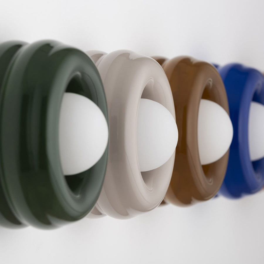 Kinkiet i plafon Tevo 19 cm szary ze szkła – owalny minimalistyczny design