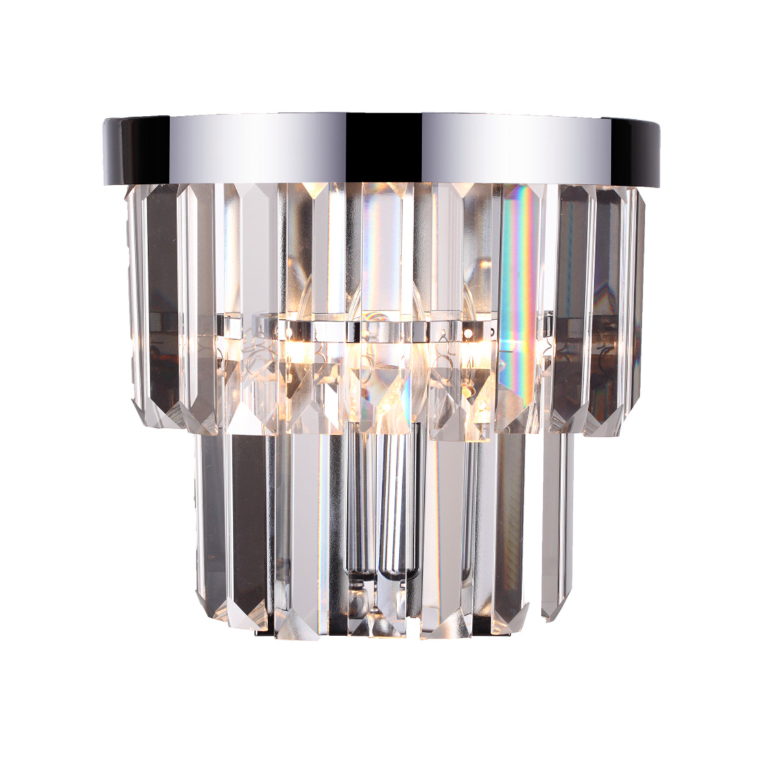 Kinkiet ścienny Vetro z kryształkami w kolorze srebrnym – styl glamour E14 10W