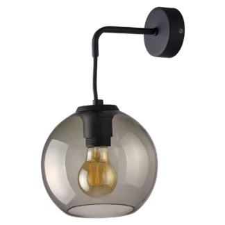 Czarny kinkiet Vetro z szarym szklanym kloszem