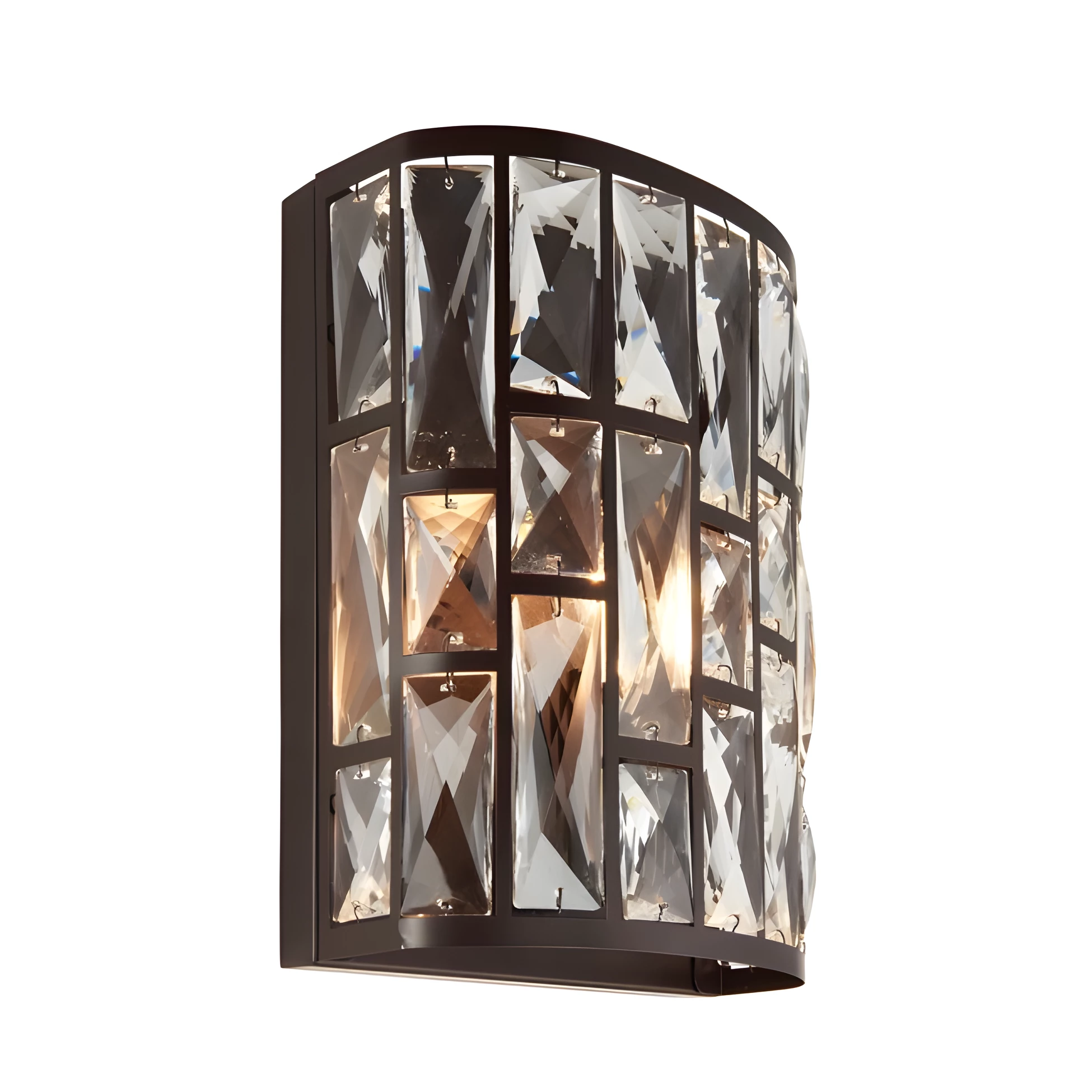 Brązowy, szklany kinkiet Belle od Endon Lighting z kryształkowymi detalami