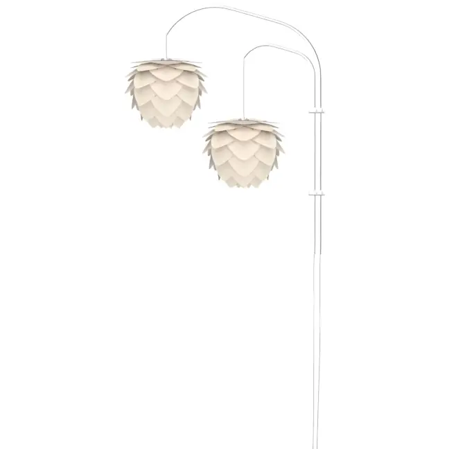 Lampa ścienna Willow z podwójnym ramieniem i białym kloszem Aluvia od Umage