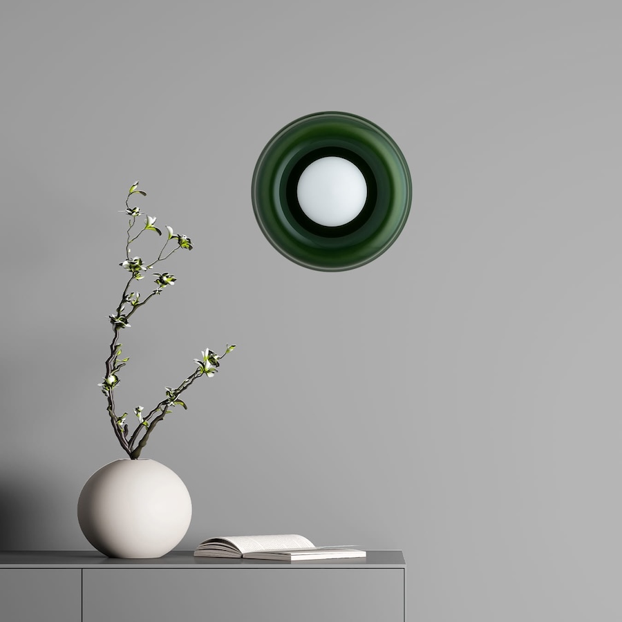 Lampa ścienno-sufitowa Tevo 19 cm w ciemnozielonym szkle