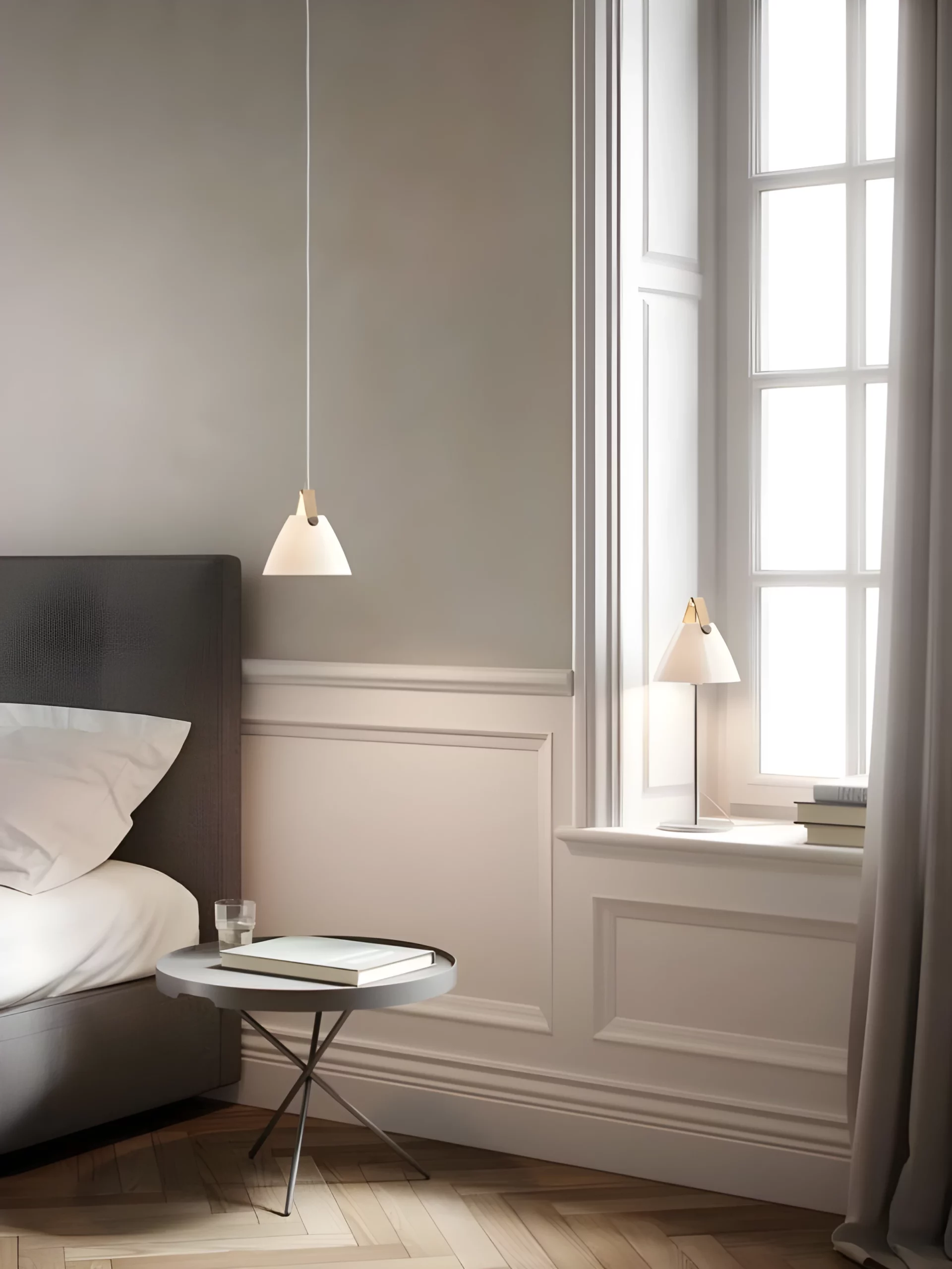 Lampa stołowa Strap na parapet w salonie