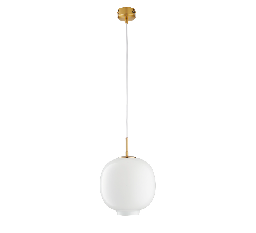 Lampa sufitowa Boni z mlecznym kloszem i złotym wykończeniem