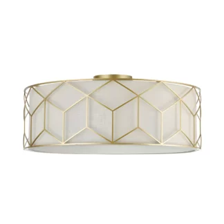 Lampa sufitowa Messina od Maytoni z pięcioma żarówkami w złotym i beżowym kolorze