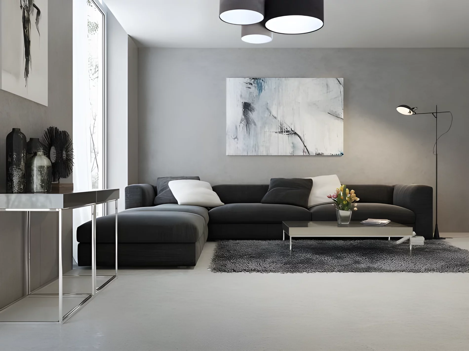 Lampa sufitowa nad stolik w salonie