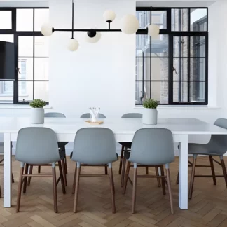 Lampa wisząca Dione nad długi stół w jadalni