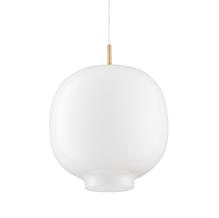 Lampa wisząca Boni 45 cm – mleczne szkło i złote detale