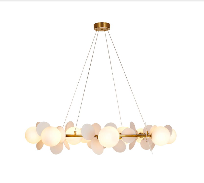 Lampa wisząca Chic złota z białymi płatkami art deco