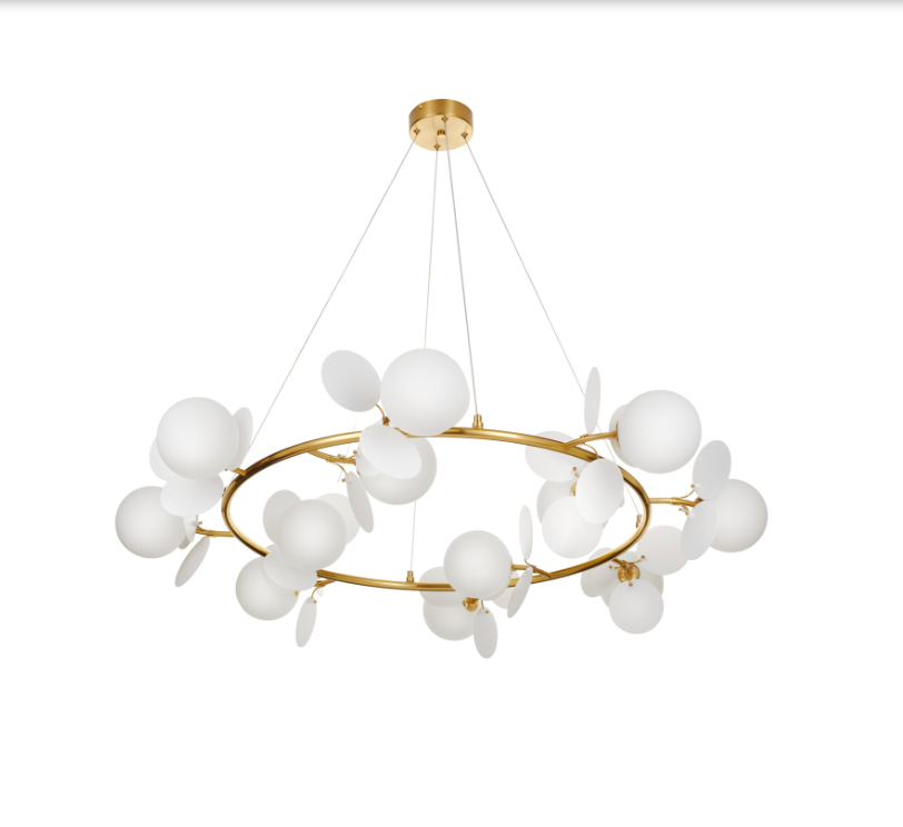 Lampa wisząca Chic złota z białymi płatkami art deco