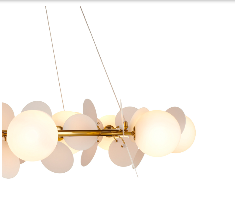 Lampa wisząca Chic złota z białymi płatkami art deco