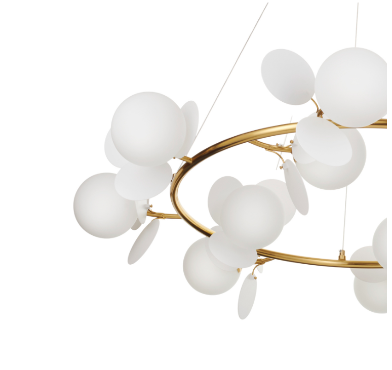 Lampa wisząca Chic złota z białymi płatkami art deco