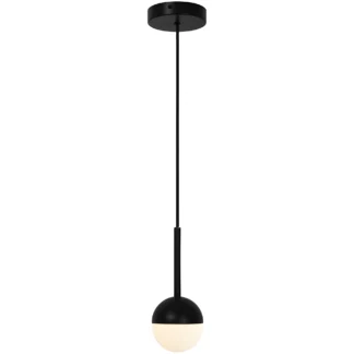 Lampa wisząca Contina - szklany klosz, czarna oprawa