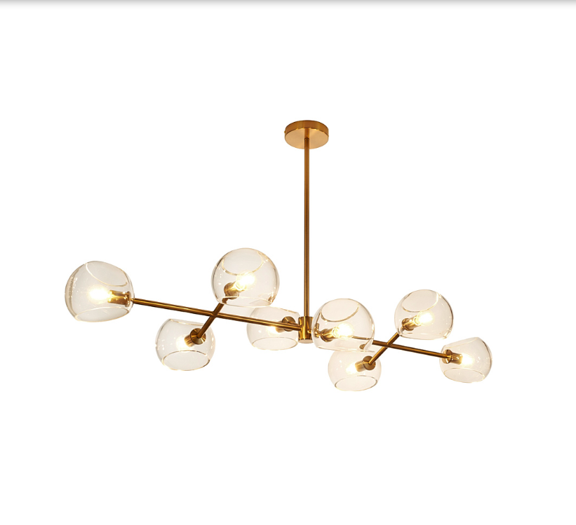 Lampa wisząca Cosmic złota z 8 szklanymi kloszami