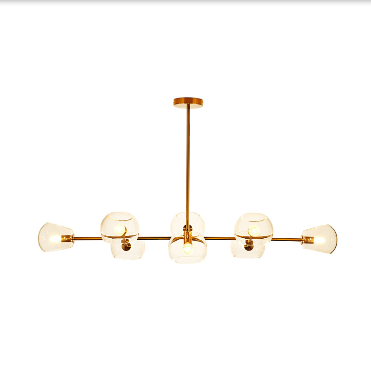 Lampa wisząca Cosmic złota z 8 szklanymi kloszami