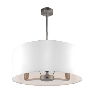 Lampa wisząca Daley - Endon Lighting - biała tkanina, srebrna