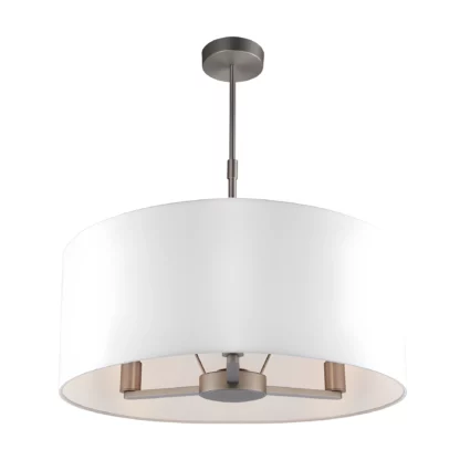 Lampa wisząca Daley - Endon Lighting - biała tkanina, srebrna